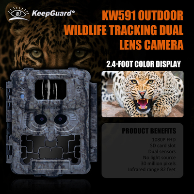 KW591 Wildtierschutz-Hunting-Kamera im Freien ohne Leuchtstoff Zwei-Sensor 1080P FHD Jagdkamera Nacht viison CMOS Dual-Objektiv