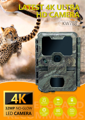 KW788 Trail Kamera Jagdkamera Wasserdicht 0,1s Auslöser 4K 32MP Nachtsicht Wasserdichte Infrarotkamera