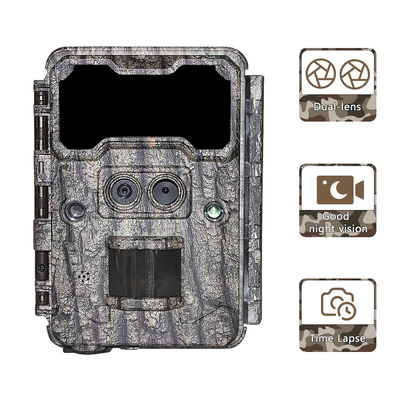 KW696 Outdoor Jagdkamera Dual-Objektiv 30MP ohne Leuchtstoff Spurenkamera 1080p Nachtsicht 512G für