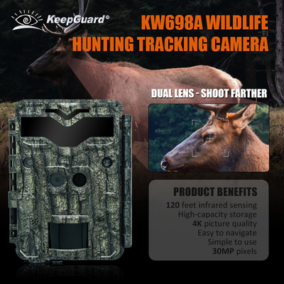 KW698A Jagdkamera mit zwei Objektiven und zwei Sensoren 4K bis 512 GB Nachtsichtkamera