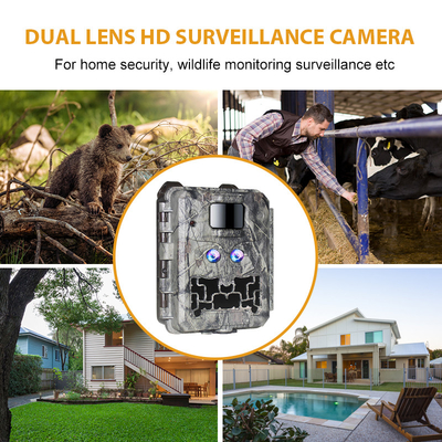 Wildtierkamera KW591 leuchtlose Doppelsensoren 1080P wasserdicht IP67 0,4s Auslösergeschwindigkeit bis zu 512 GB Speicher Hunting Kamera