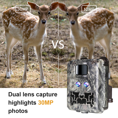 Jagdkamera KW591 leuchtende Dual-Sensoren 1080P wasserdicht IP67 0,4s Auslösergeschwindigkeit bis 512 GB Speicher Hunting-Kamera