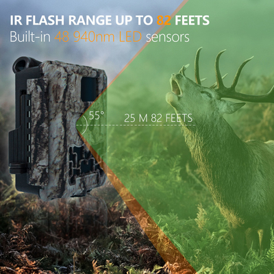 Jagdkamera KW591 leuchtende Dual-Sensoren 1080P wasserdicht IP67 0,4s Auslösergeschwindigkeit bis 512 GB Speicher Hunting-Kamera