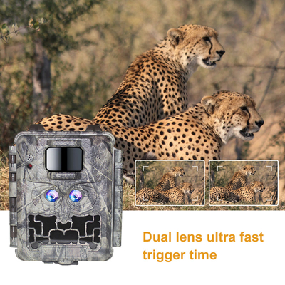 Jagdkamera KW591 leuchtende Dual-Sensoren 1080P wasserdicht IP67 0,4s Auslösergeschwindigkeit bis 512 GB Speicher Hunting-Kamera