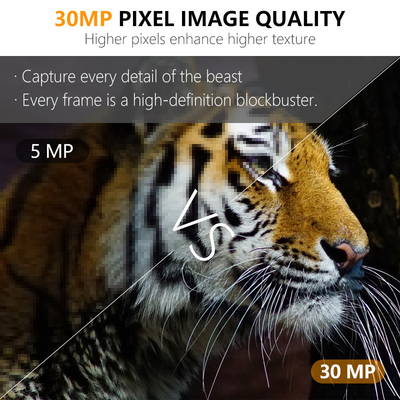 30MP No-Glow LED Trail Kamera für Nachtsicht Jagd Spiel mit 1080P Video und 512GB Speicherkarte Kapazität