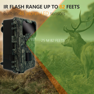 Doppelobjektive Jagdkamera KW696 OEM/ODM 0.4s Reaktionsgeschwindigkeit 1080P/30MP wasserdicht IP67 100ft Nachtreichweite für Wildtierjagd