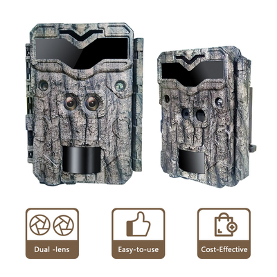 halten Doppellinse 4K Schutz-Trail Camera Night-Visions-Jagdkamera im Freien