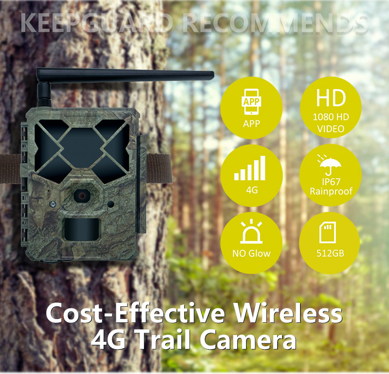 Kostenwirksame KW886 Wildtierkamera mit APP-Steuerung 4G SIM-Karte 24MP 1080P bei 30fps wasserdichte IP67 Nachtsicht Spielekamera