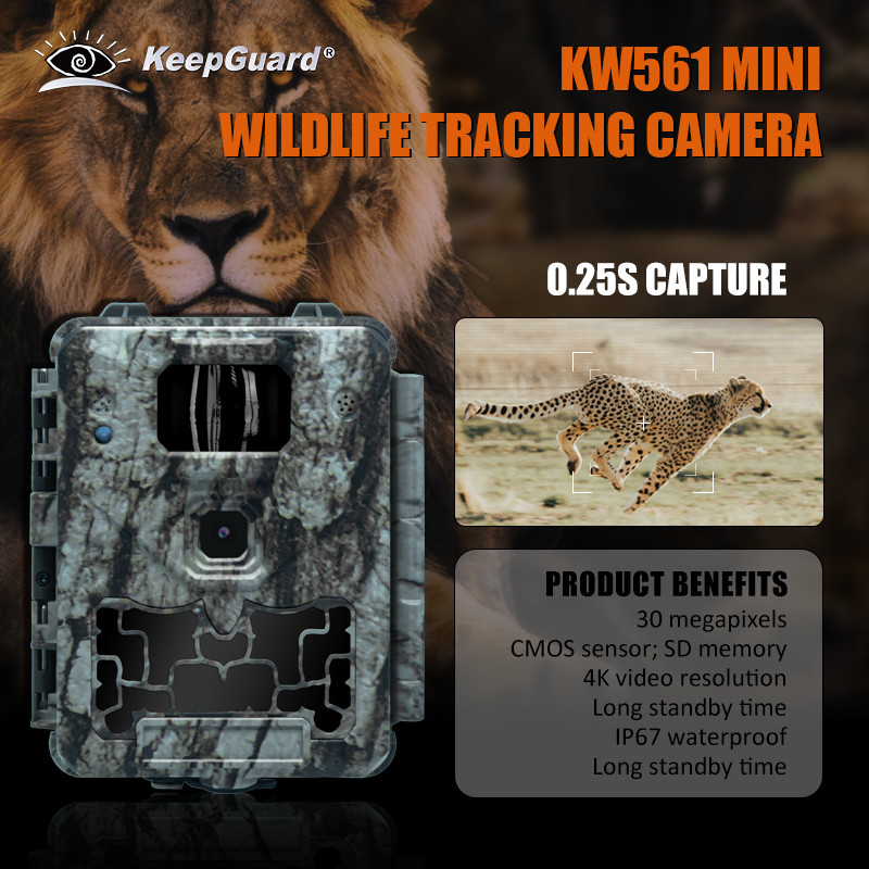 KW561 Wildlife Trail Infracam Mini 30MP 0.25s Geschwindigkeit 4K Video Auflösung Wasserdicht CMOS Sensor SD Speicher Nachtsicht