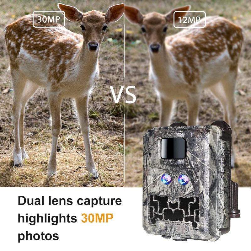 Jagdkamera KW591 leuchtende Dual-Sensoren 1080P wasserdicht IP67 0,4s Auslösergeschwindigkeit bis 512 GB Speicher Hunting-Kamera