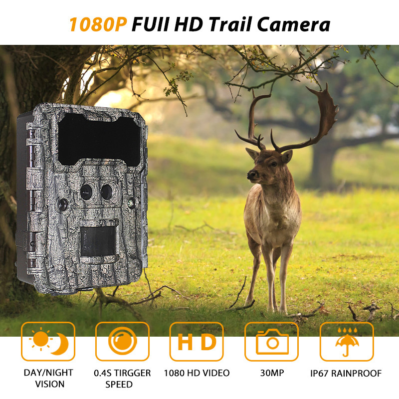 Keepguard Doppelobjektiv 30MP No-Glow LED-Trail-Kamera 1080P Nachtsicht Jagd-Spiel Wald-Wildtier-Kamera